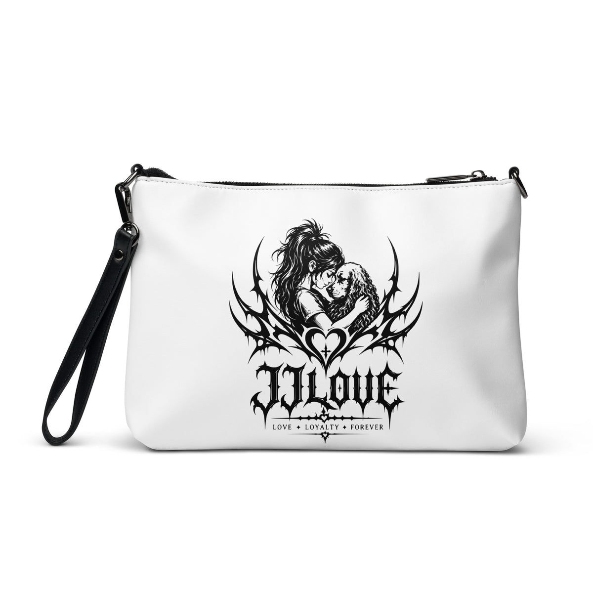 Borsa a tracolla bianca JJLove stemma gotico