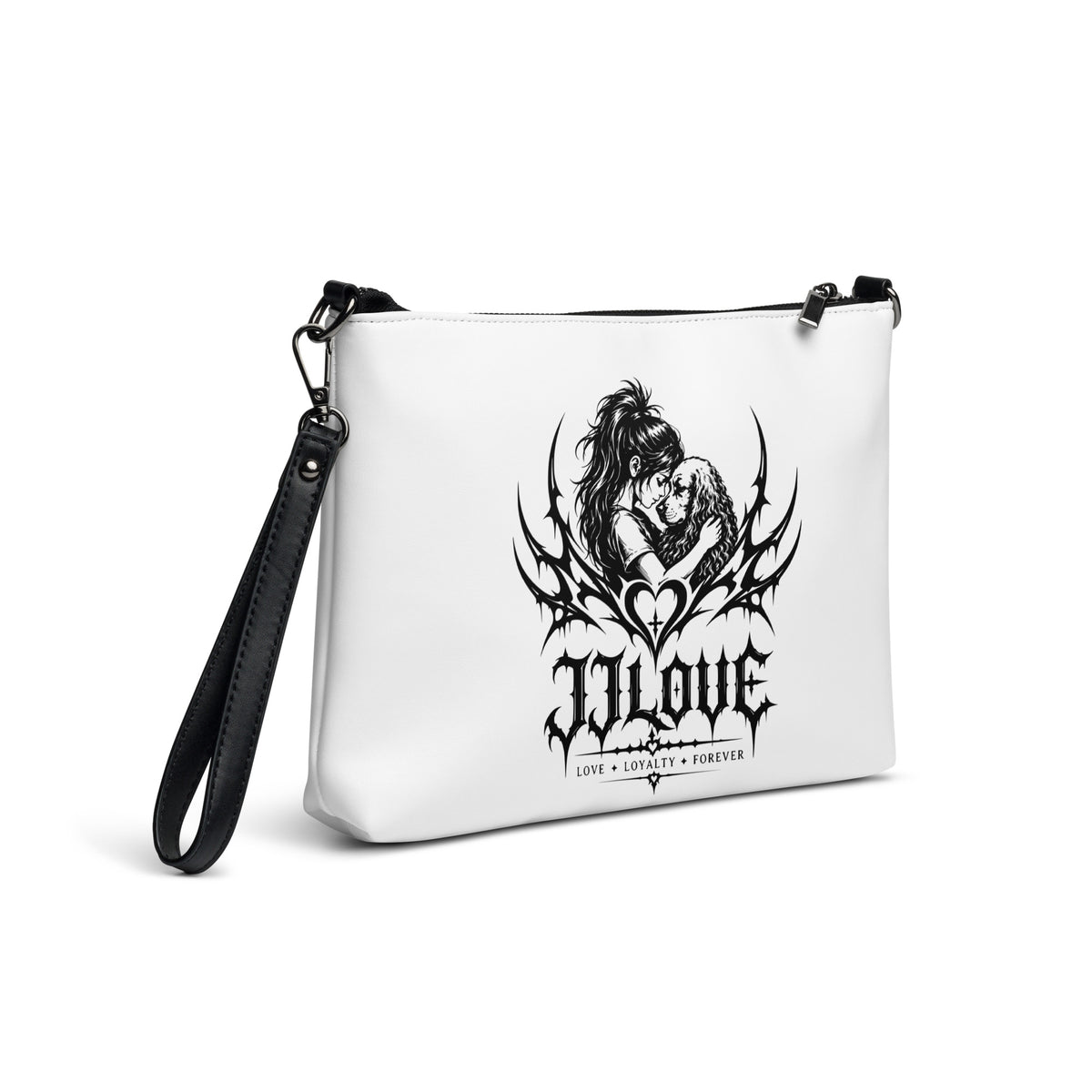 Borsa a tracolla bianca JJLove stemma gotico