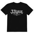 T-shirt nera per bambino JJLove con logo gotico sul petto