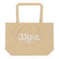 Tote bag beige JJLove con logo bianco