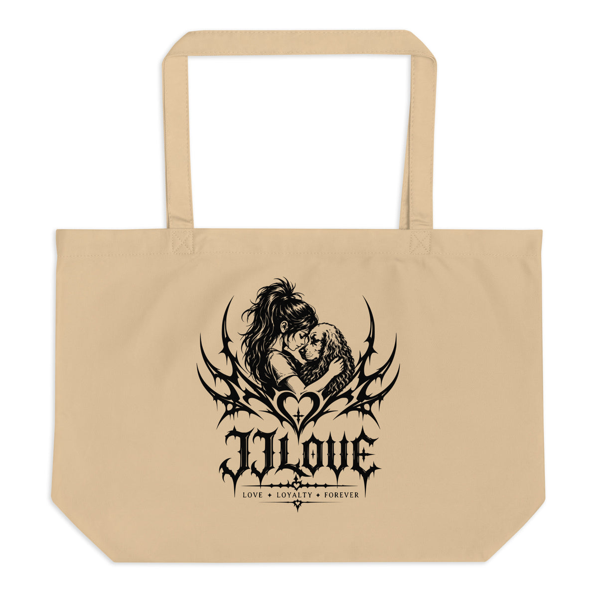 Tote bag beige JJLove stemma gotico