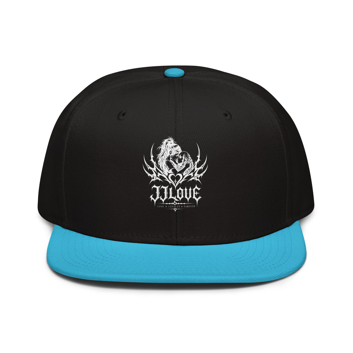Cappellino snapback JJLove nero e azzurro stemma gotico