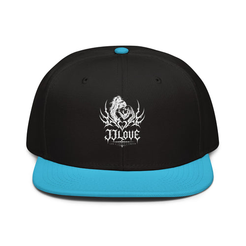 Cappellino snapback JJLove nero e azzurro stemma gotico
