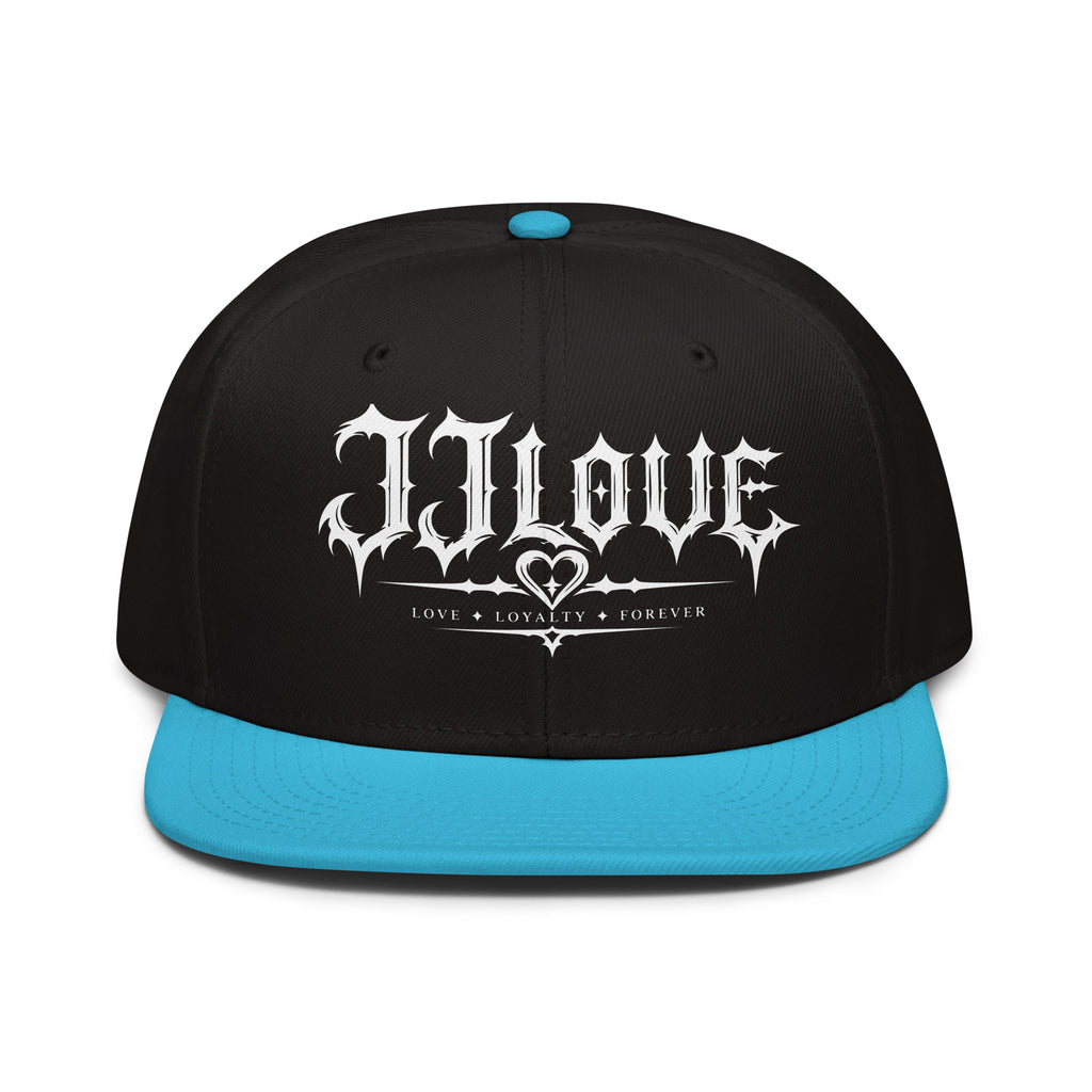 Cappellino snapback JJLove nero e azzurro con logo