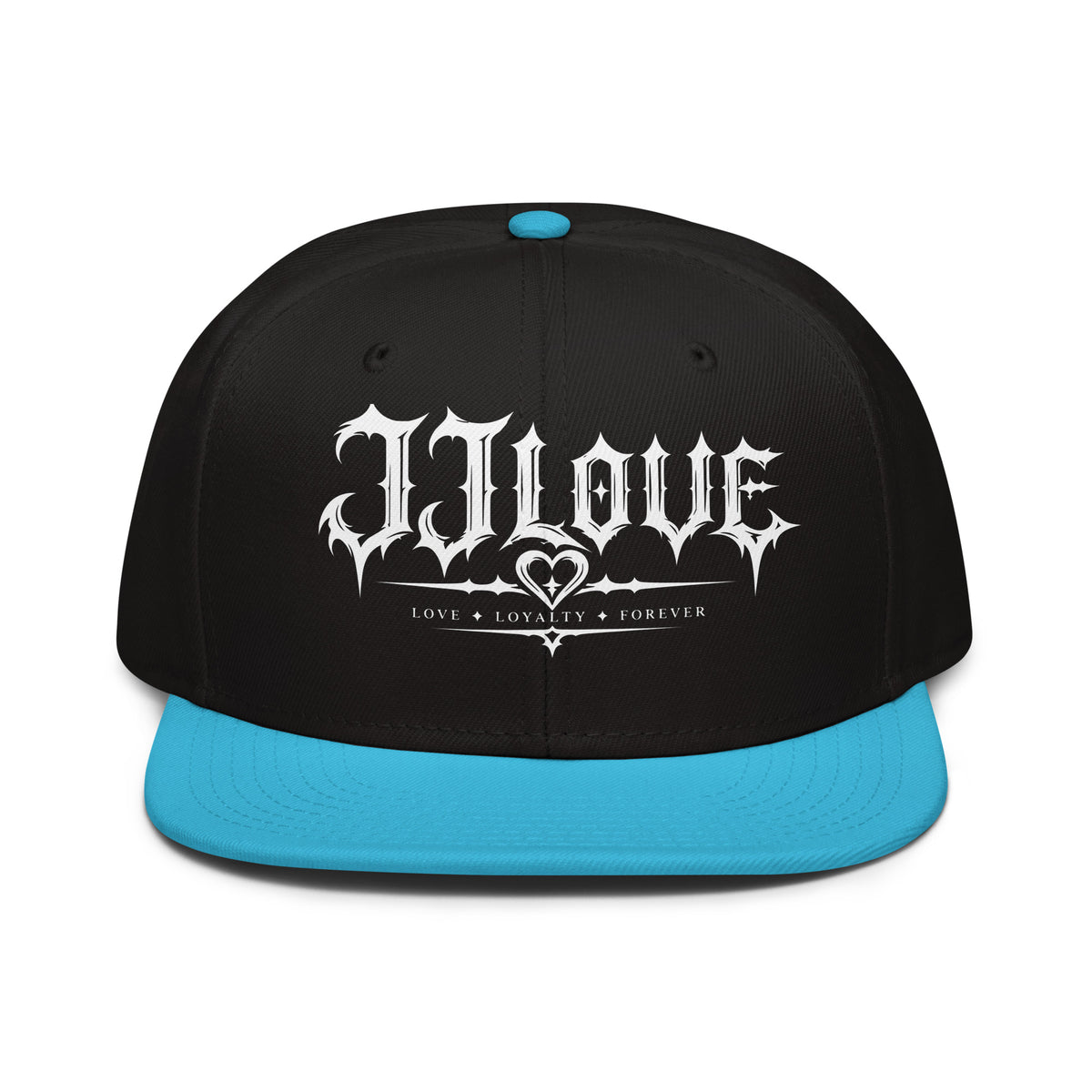 Cappellino snapback JJLove nero e azzurro con logo