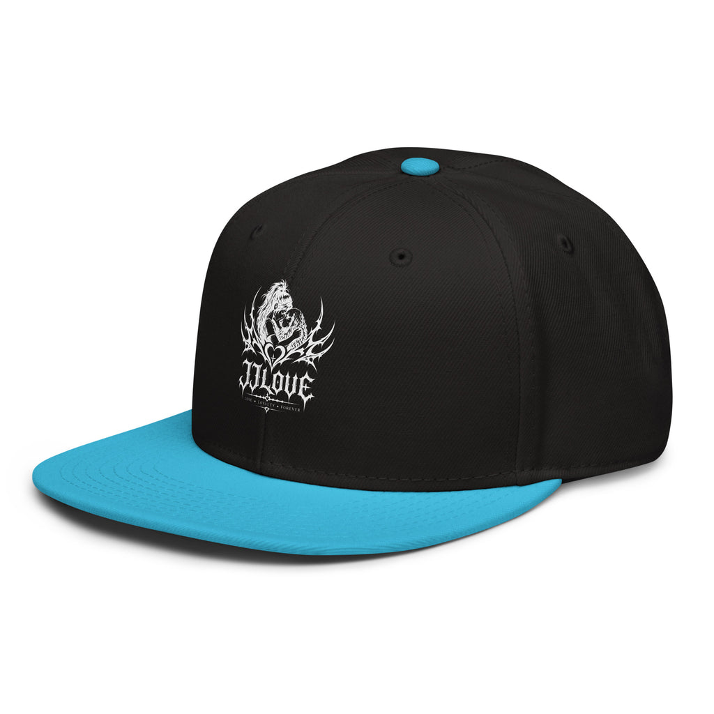 Cappellino snapback JJLove nero e azzurro stemma gotico
