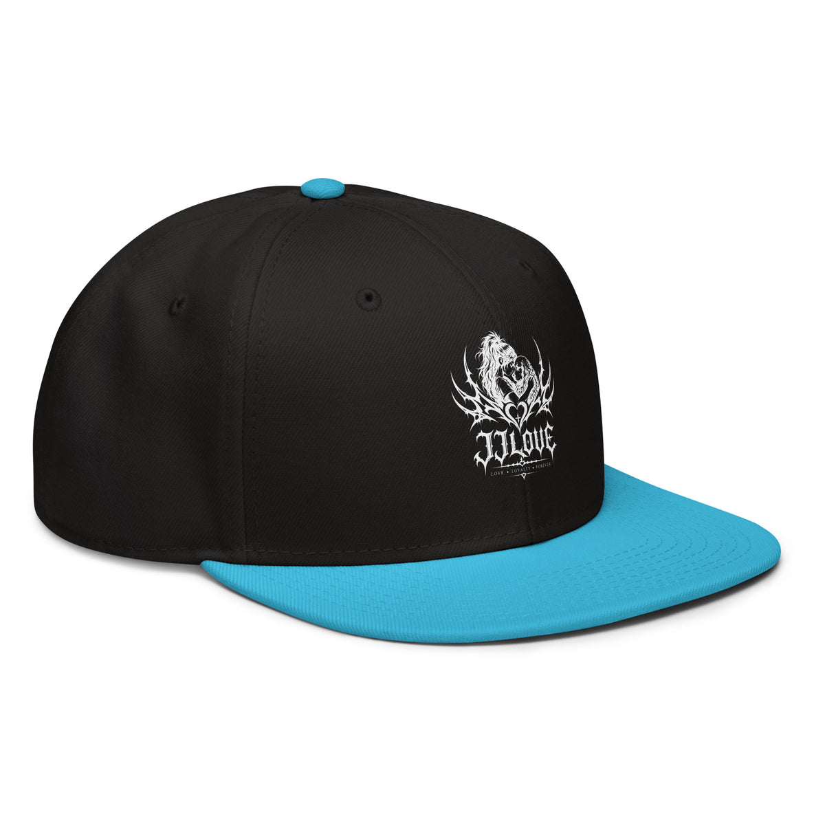 Cappellino snapback JJLove nero e azzurro stemma gotico