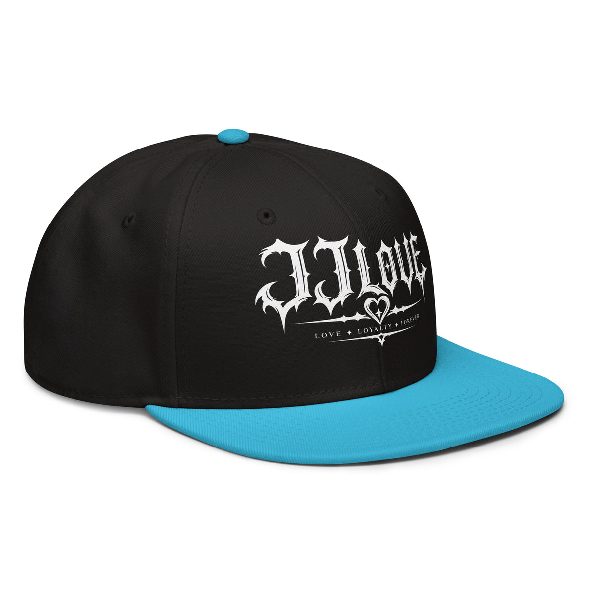 Cappellino snapback JJLove nero e azzurro con logo