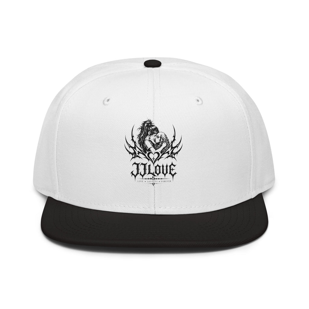 Cappellino snapback JJLove bianco e nero stemma gotico