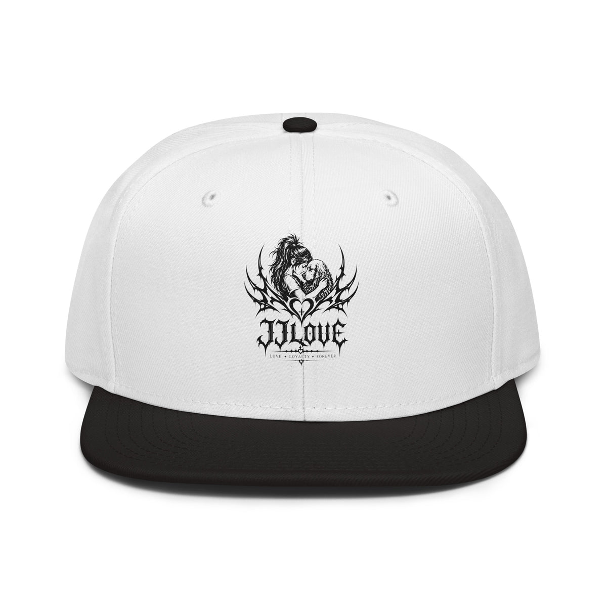 Cappellino snapback JJLove bianco e nero stemma gotico