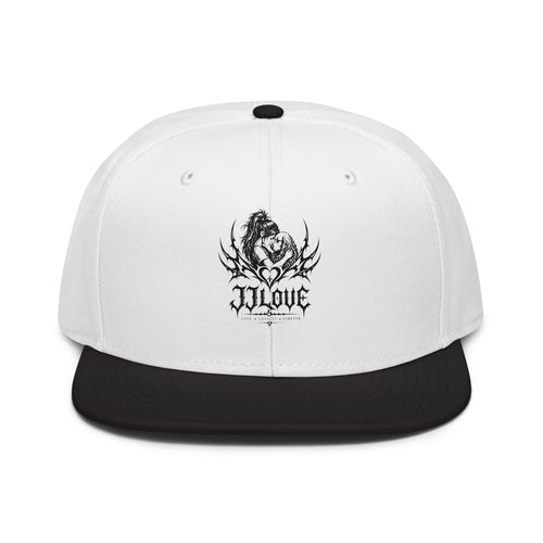 Cappellino snapback JJLove bianco e nero stemma gotico