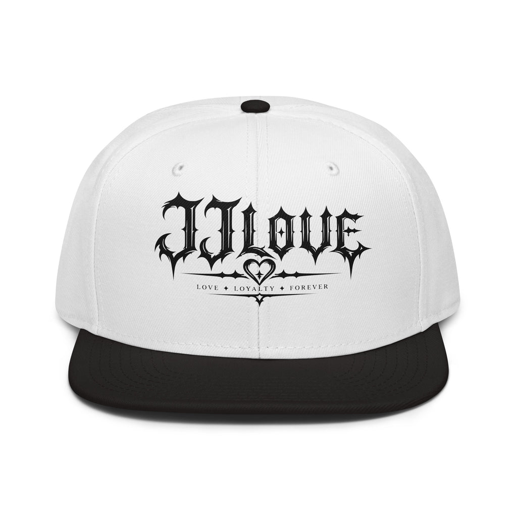 Cappellino snapback JJLove bianco e nero con logo