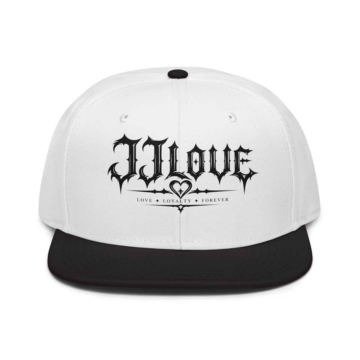 Cappellino snapback JJLove bianco e nero con logo