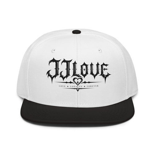 Cappellino snapback JJLove bianco e nero con logo