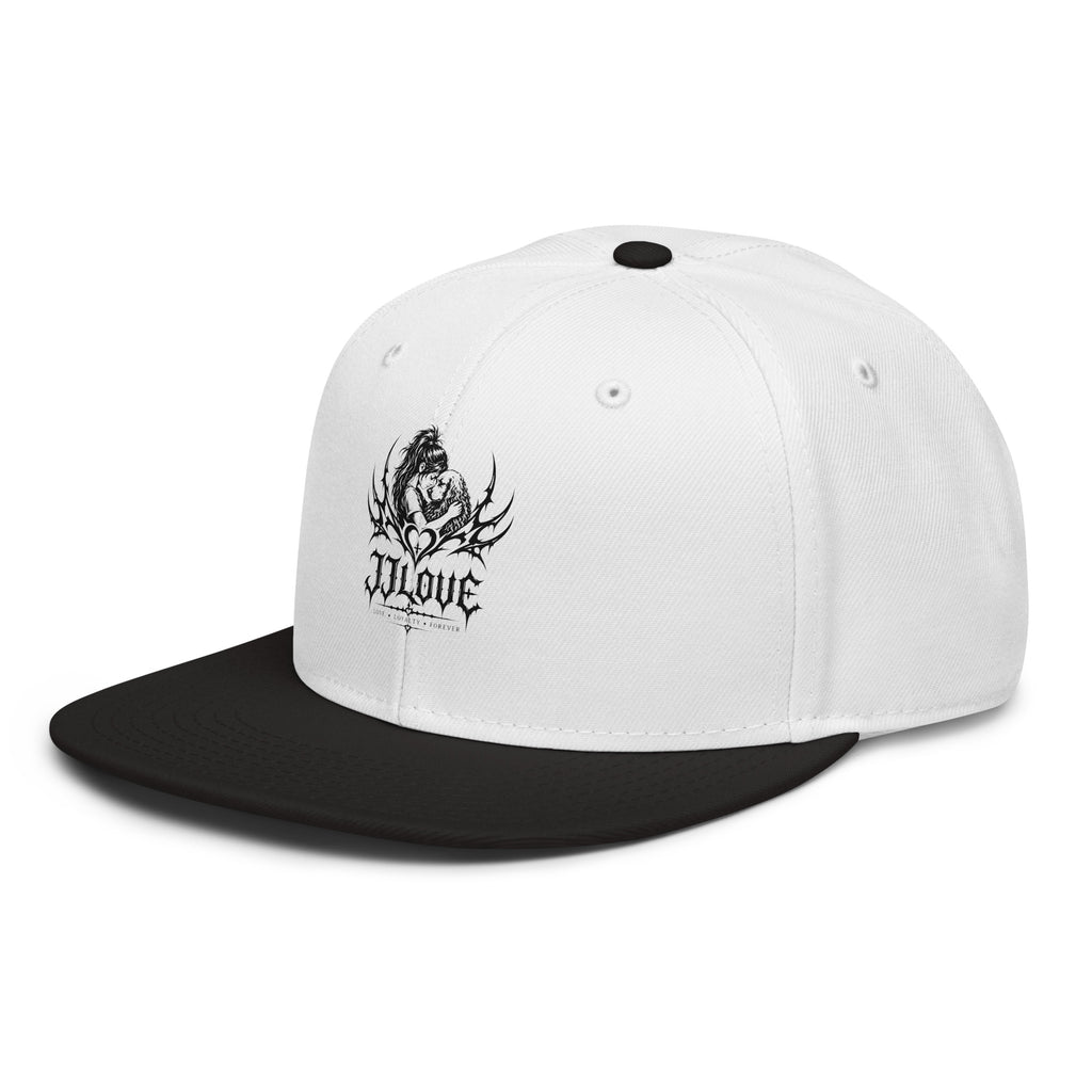 Cappellino snapback JJLove bianco e nero stemma gotico