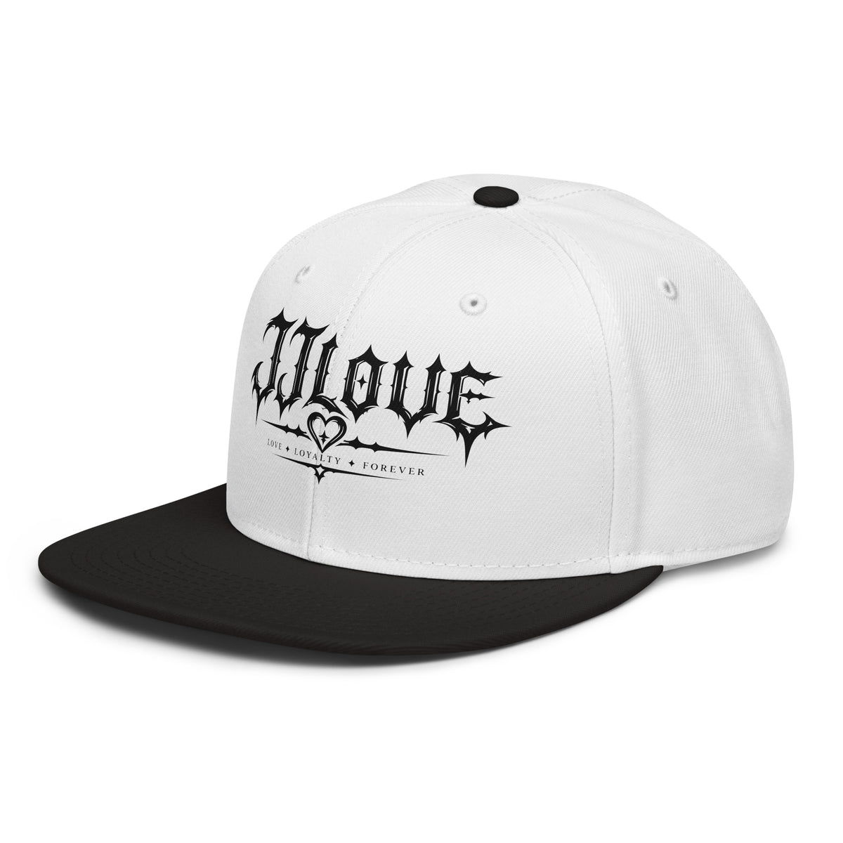 Cappellino snapback JJLove bianco e nero con logo