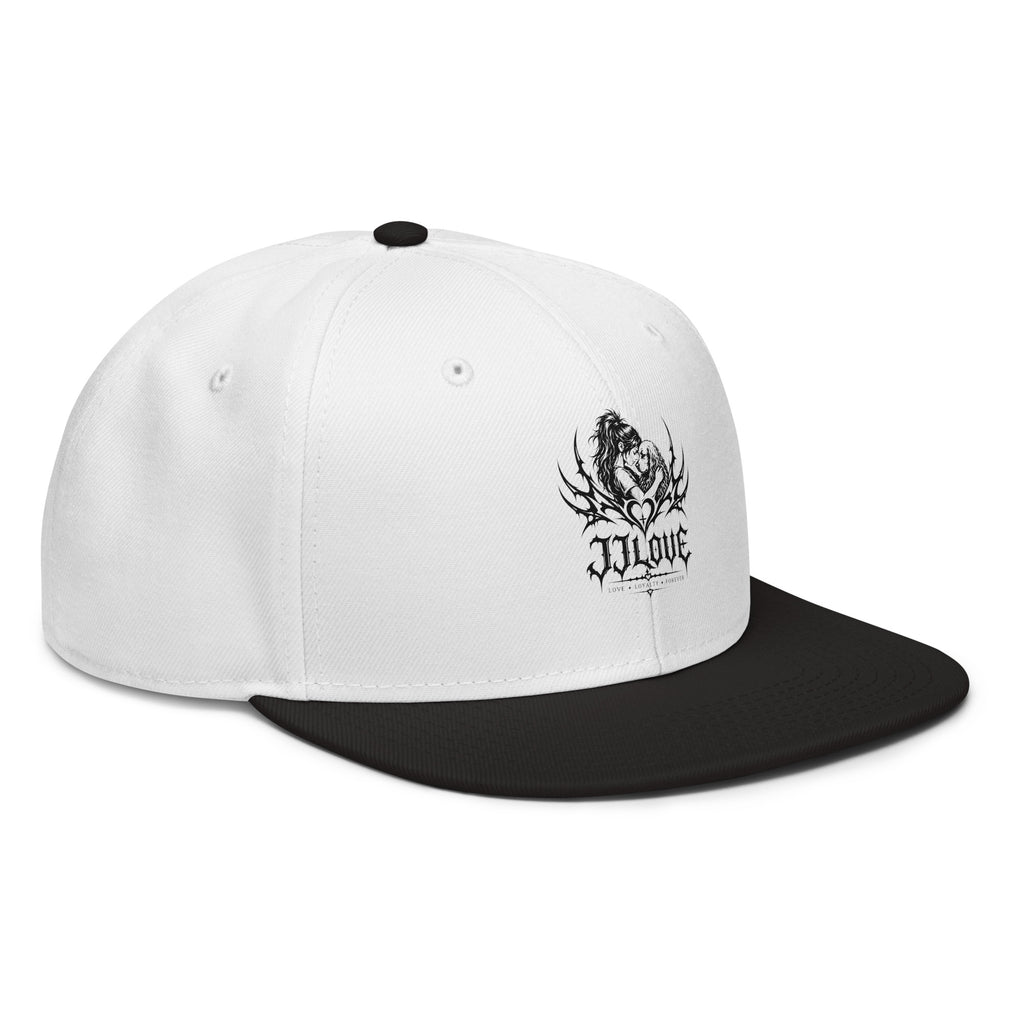 Cappellino snapback JJLove bianco e nero stemma gotico
