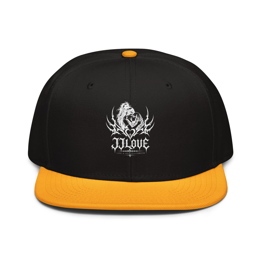 Cappellino snapback JJLove nero e arancione stemma gotico