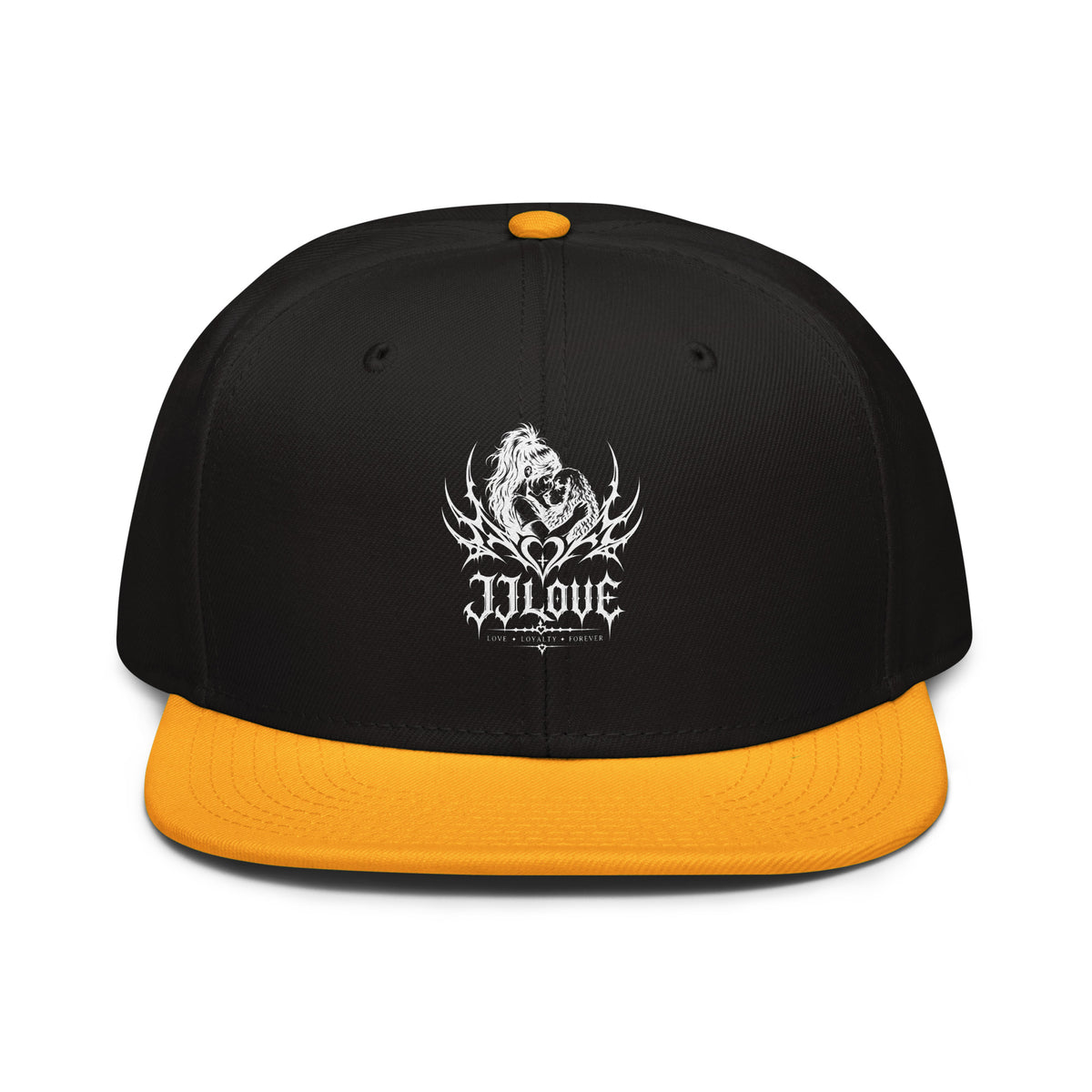 Cappellino snapback JJLove nero e arancione stemma gotico