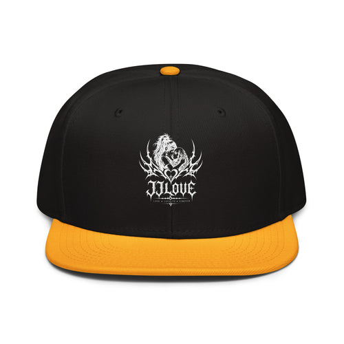 Cappellino snapback JJLove nero e arancione stemma gotico