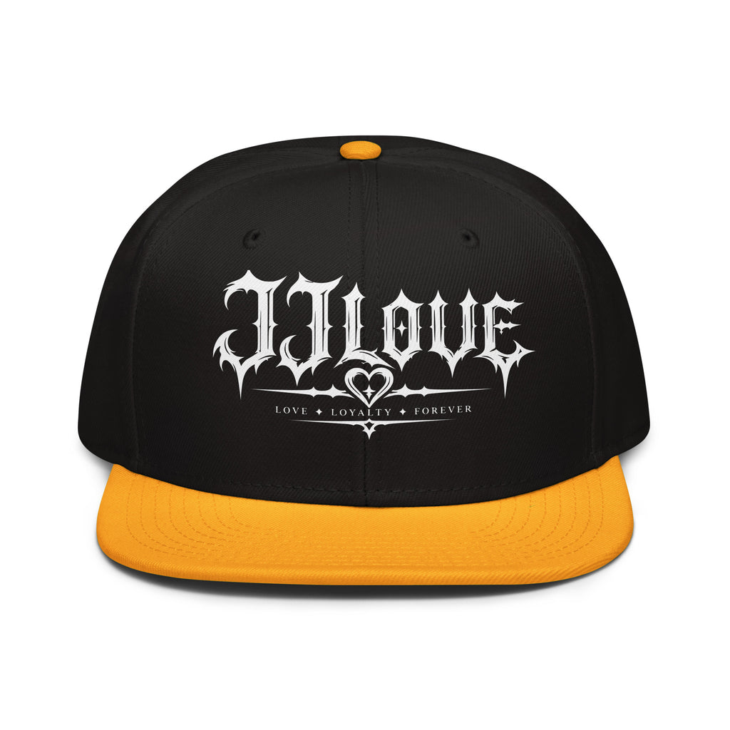 Cappellino snapback JJLove nero e giallo con logo
