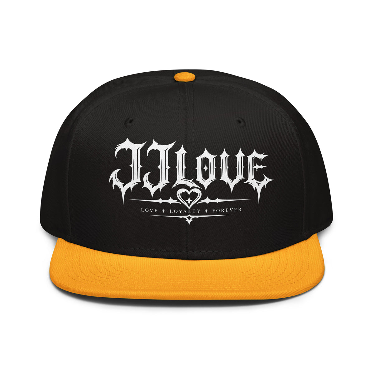 Cappellino snapback JJLove nero e giallo con logo