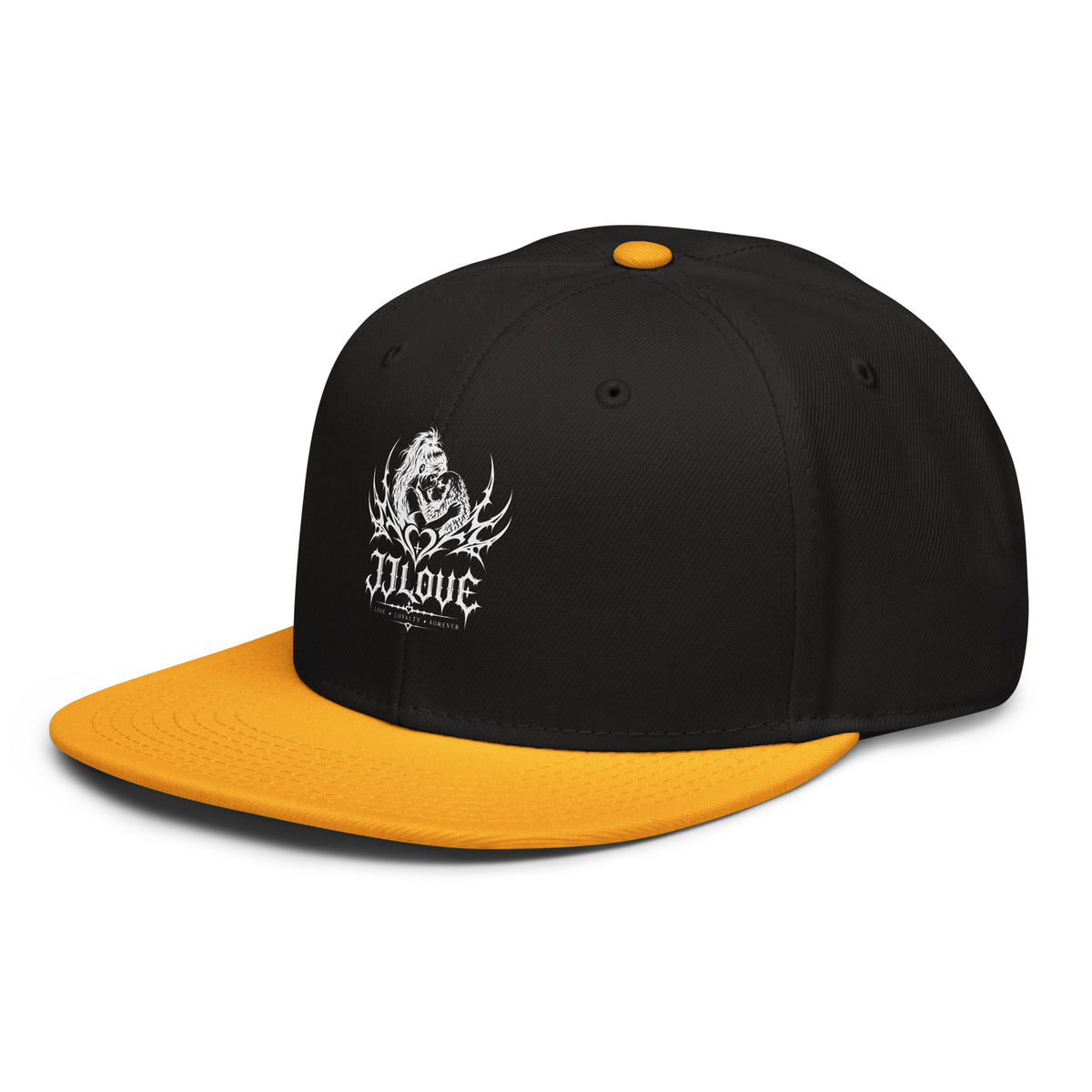 Cappellino snapback JJLove nero e arancione stemma gotico