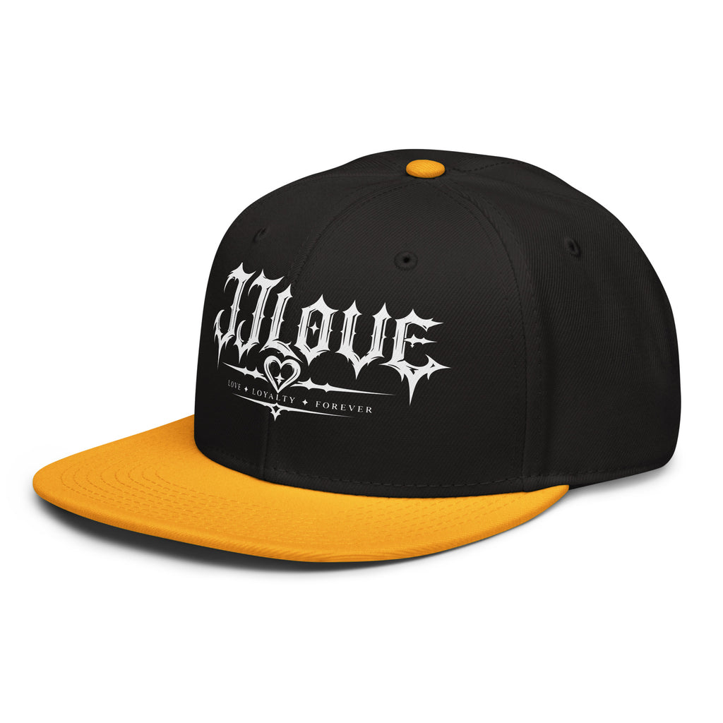 Cappellino snapback JJLove nero e giallo con logo