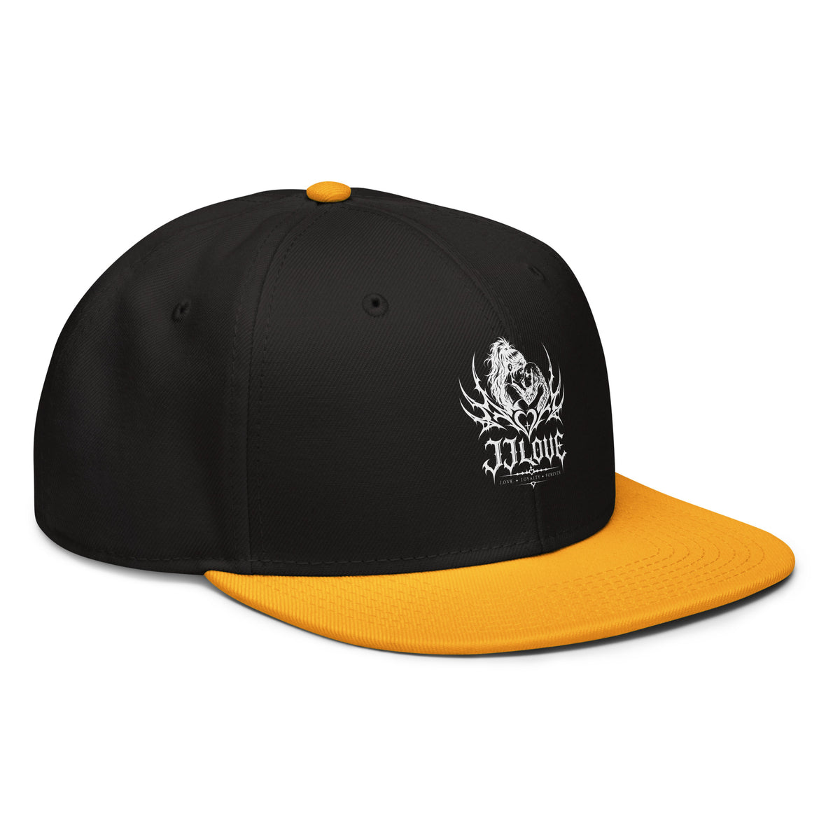 Cappellino snapback JJLove nero e arancione stemma gotico
