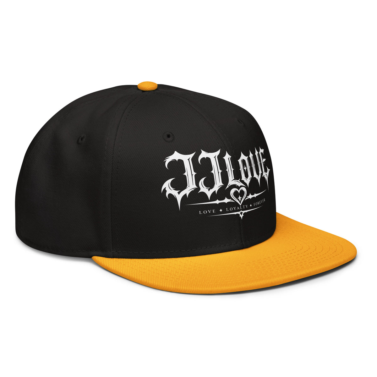 Cappellino snapback JJLove nero e giallo con logo