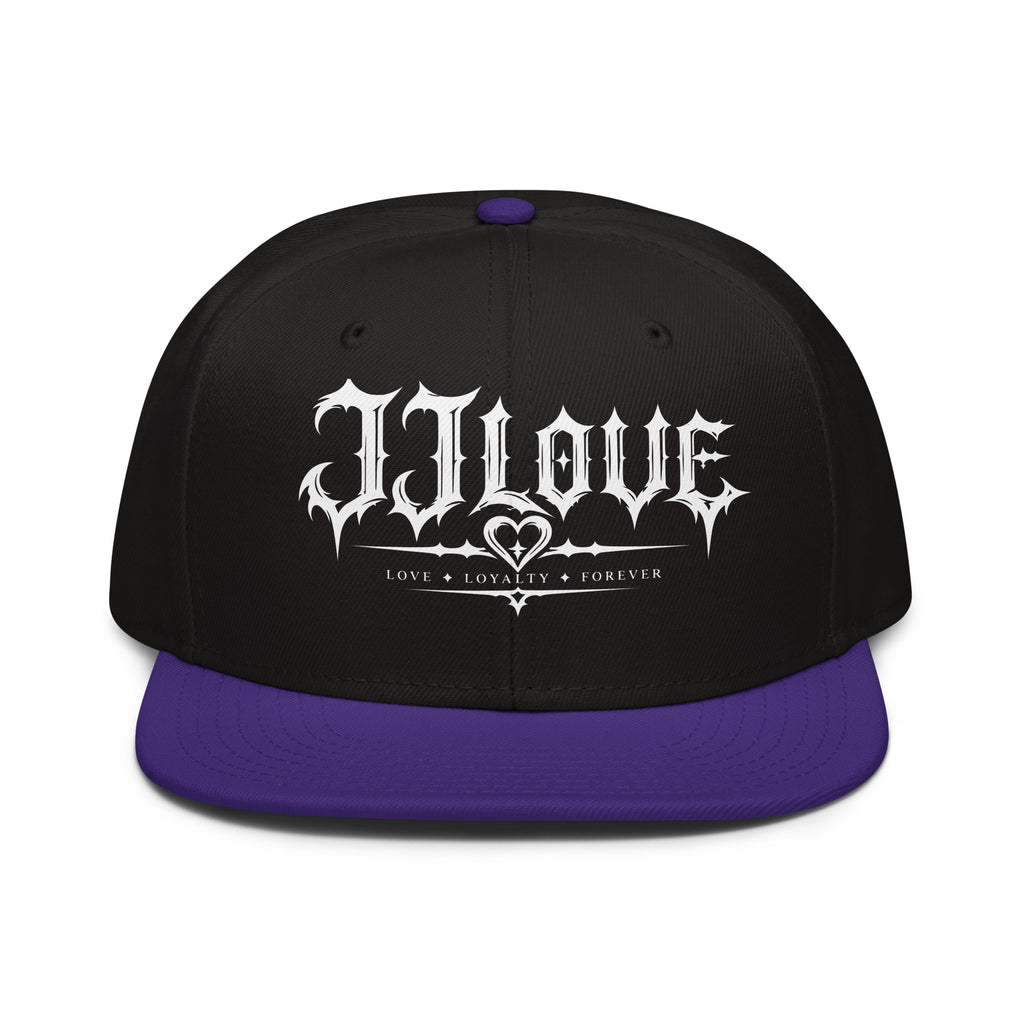 Cappellino snapback JJLove nero e viola con logo