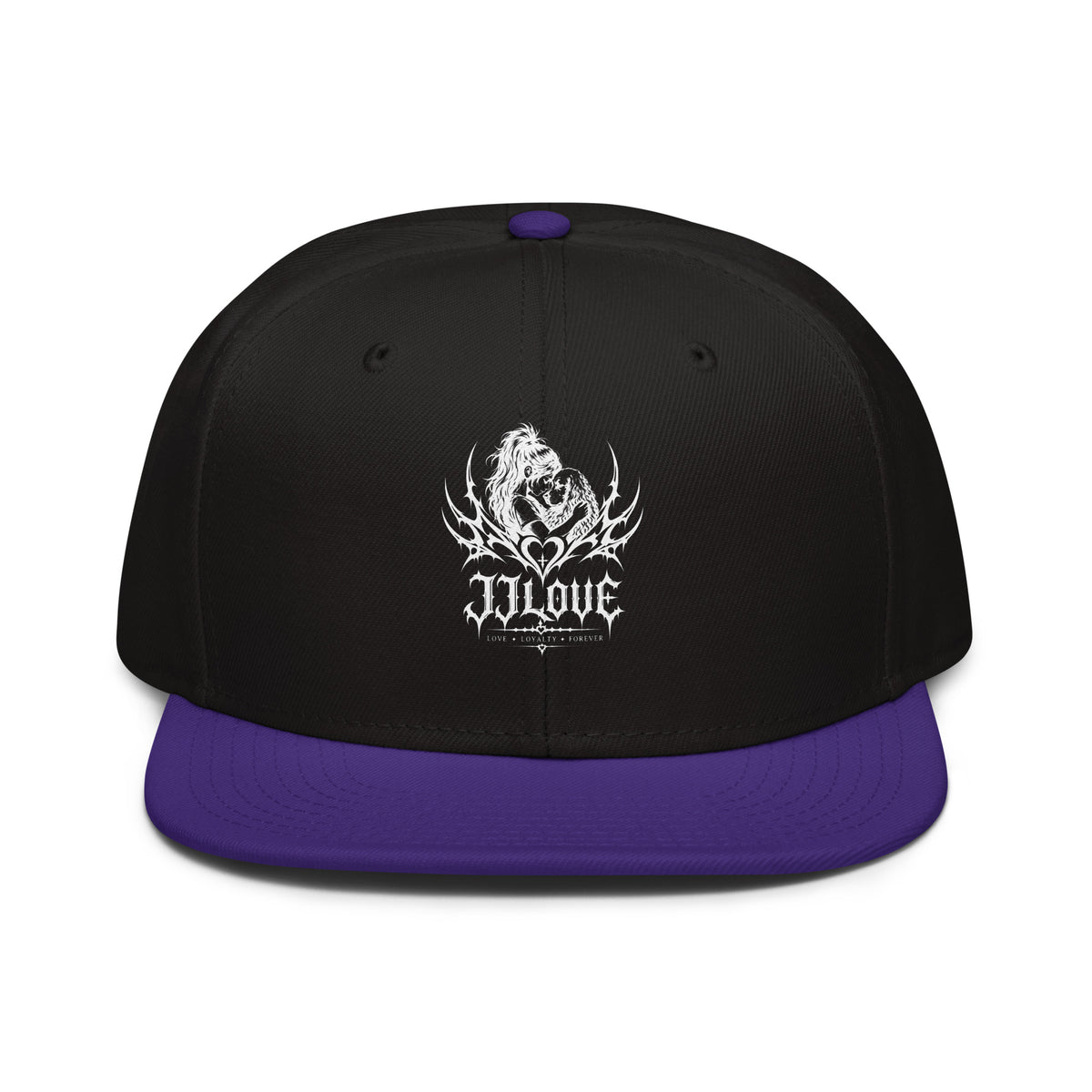 Cappellino snapback JJLove nero e viola stemma gotico