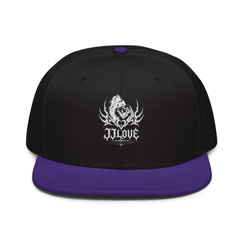 Cappellino snapback JJLove nero e viola stemma gotico
