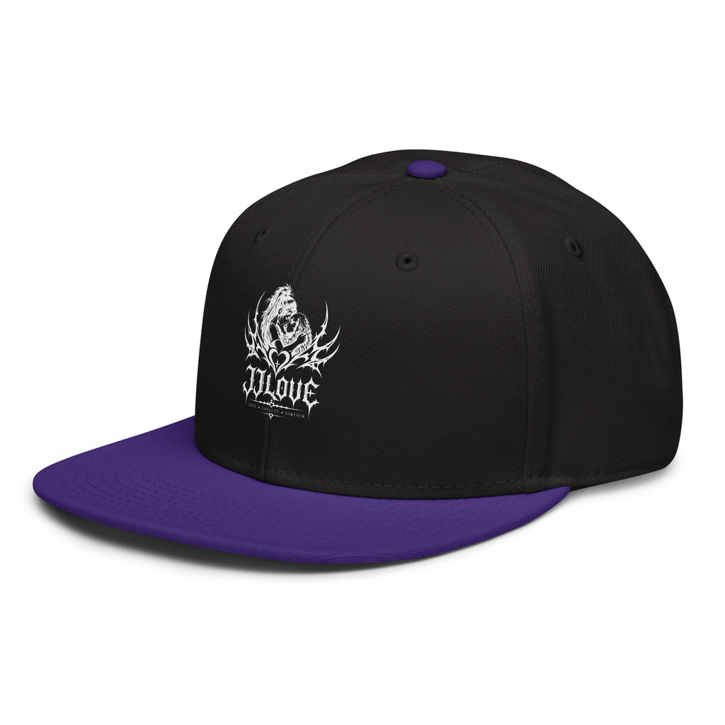 Cappellino snapback JJLove nero e viola stemma gotico