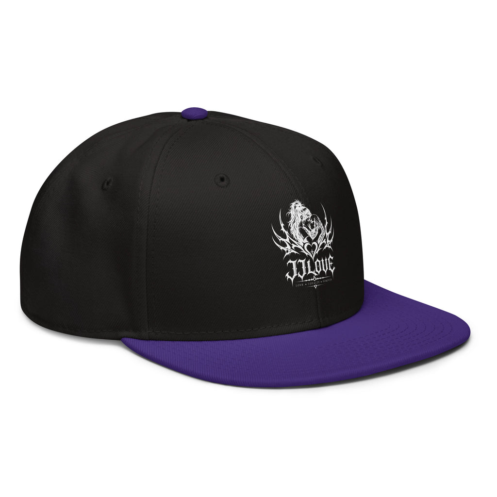 Cappellino snapback JJLove nero e viola stemma gotico