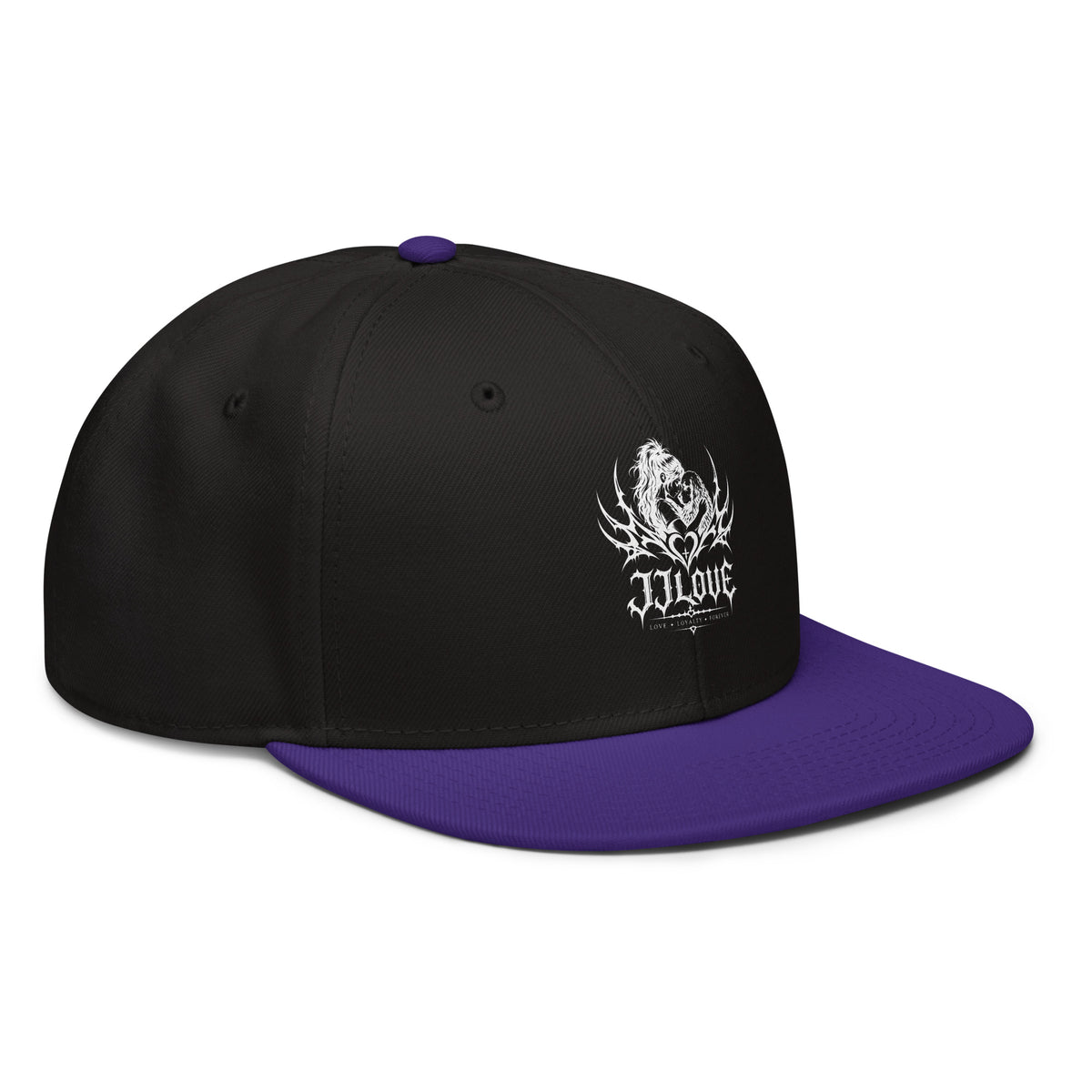 Cappellino snapback JJLove nero e viola stemma gotico