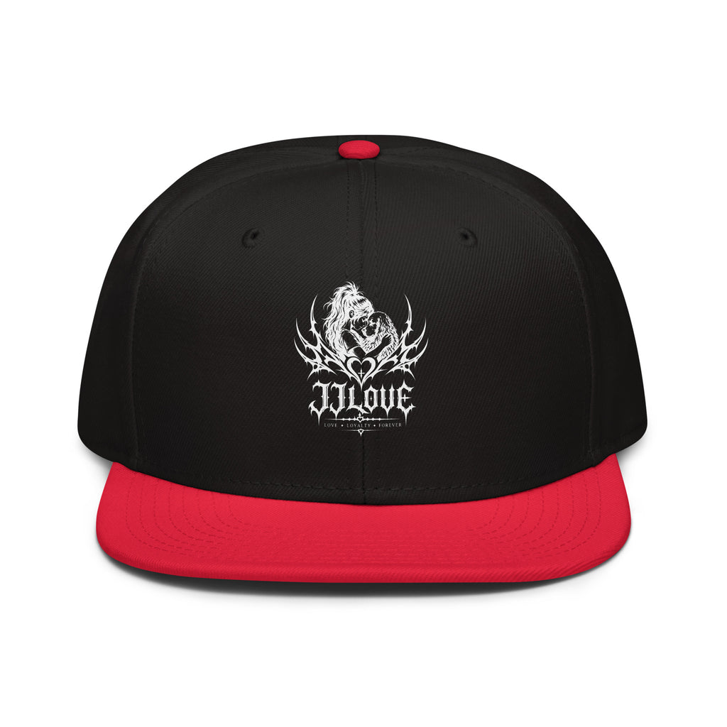 Cappellino snapback JJLove rosso e nero stemma gotico