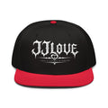 Cappellino snapback JJLove rosso e nero con logo