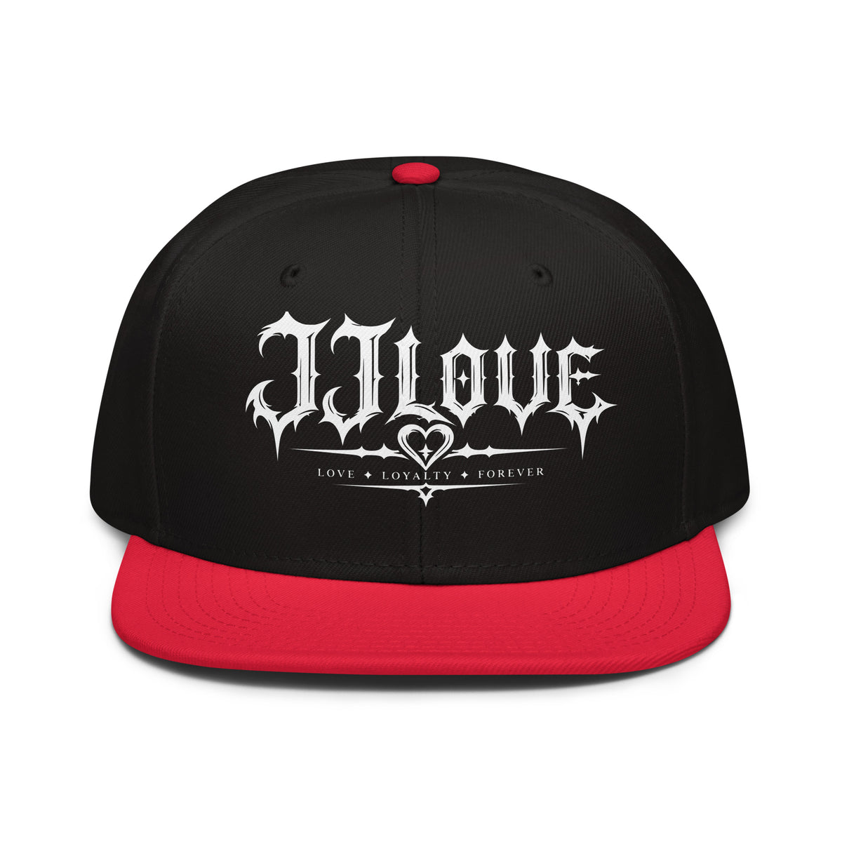 Cappellino snapback JJLove rosso e nero con logo