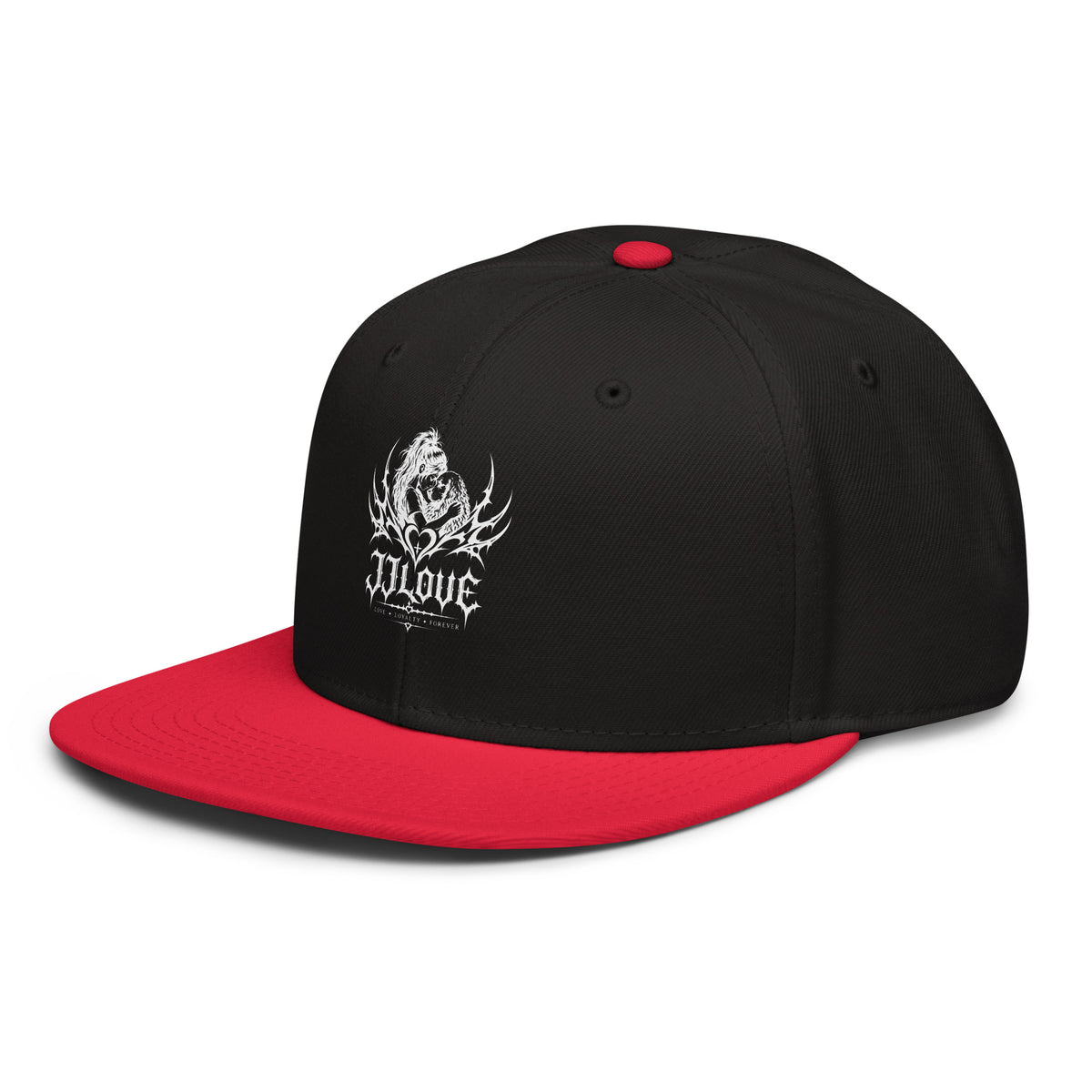 Cappellino snapback JJLove rosso e nero stemma gotico