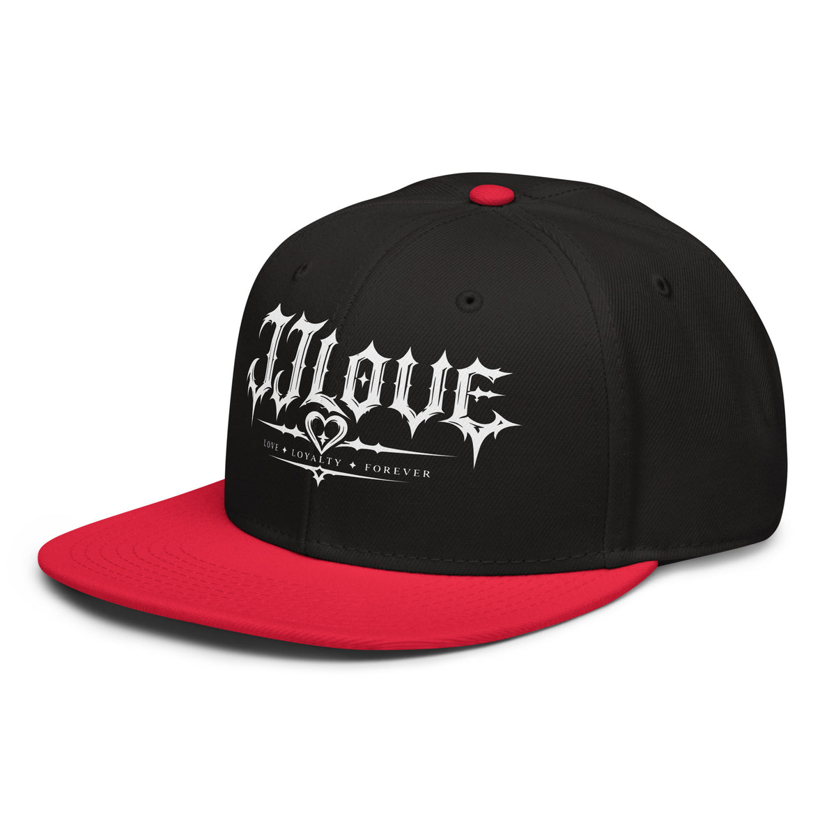 Cappellino snapback JJLove rosso e nero con logo