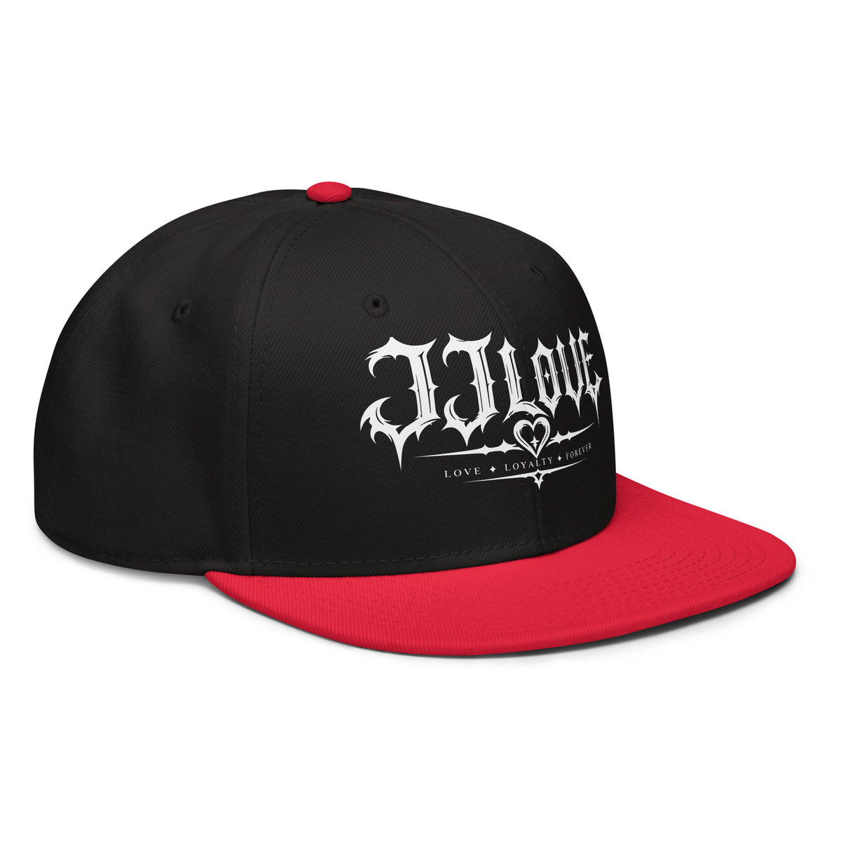 Cappellino snapback JJLove rosso e nero con logo