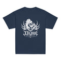 Maglietta teenager blu navy JJLove con grande stemma gotico sul petto