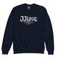 Felpa girocollo blu navy teenager JJLove logo gotico centrale