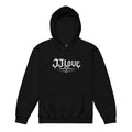 Felpa con cappuccio nera teenager JJLove logo gotico centrale